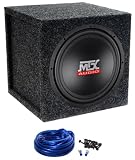 Package: MTX Terminator Series TN12-04 12 400 Watts Peak / 200 Watts RMS 4 Ohm Car Audio Subwoofer with Rubber Surround + Atrend Single 12 Sealed Subwoofer Enclosure + Sub Box Wire Kit With 14 Gauge Speaker Wire + Screws + Spade Terminals