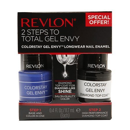 Revlon 2 Steps To Total Gel Envy Long Wearing Nail Enamel 760,- Wild Card And Diamond Top Coat (Pack of 2)