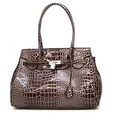 London Office Tote Croc Finish - Dark Coffee