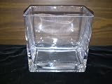 TBC VASE: Clear Glass Rectangle Block Vase 2" X 5" X 6" Beautifyl for Flowers, River Rocks, Pebbles, Gem Stones, LED Lights. "Small Vase Easy to fill with Beautiful Flowers"