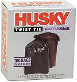 Husky 33-Gallon Twist Tie Large Trash Bags - 100 Count HK33100B