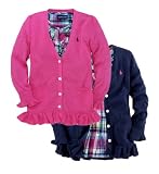 Ralph Lauren Toddler Girl's V-Neck Ruffle Cardigan