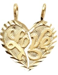 10K Yellow Gold "LOVE" Breakable Heart Pendant