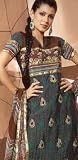 Fashionable Deep Brown French Crepe Churidar Kameez Unstitched Dress Material with Dupatta