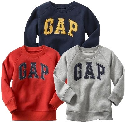 baby GAP　ラグラン ロゴ トレーナー 長袖　（ネイビー・レッド・グレー）【2歳~3歳】（並行輸入品）