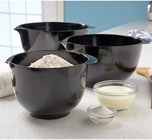 3Pcs Mixing Bowls with Spouts in Black