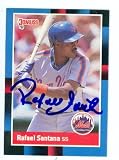 Rafael Santana Autographed/Hand Signed baseball card New York Mets 1988 Donruss baseball card #633