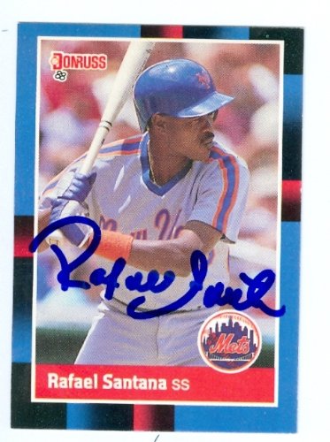 Rafael Santana Autographed/Hand Signed baseball card New York Mets 1988 Donruss baseball card #633