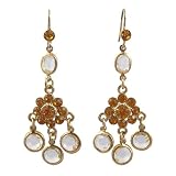 Earrings - E38 - Dangly Flower - Swarovski (tm) Crystal Stones ~ Topaz