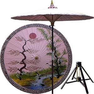 Japanese Garden Decor - 84 Asian Spring Oriental Patio Umbrella ( Pristine Pink ) by ORIENTAL FURNITURE