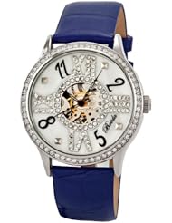 Breda Womens 5171-blue "Audrey" Rhinestone Bezel Mother-Of-Pearl Dial Mechanical Hand-Winding Watch
