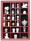IMAGE OF Small Wall Curio Cabinet / Miniature Thimble Display Case Shadow Box Frame, with REAL glass door-CHERRY Finish