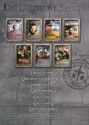 Produkt-Bild: Deutsche Krieg Box: 08/15 (teil 1-3, 310 min Langfassungen) (1954) / DER STERN VON AFRIKA (1957) / ROMMEL RUFT KAIRO (1959) / HUNDE, WOLLT OHR EWIG LEBEN (1959) / DES TEUFELS GENERAL (1955) [7 DVD BOX SET]
