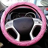 Aumo-mate 38CM 15" Fashion With Rhinestone ,Car Steering Wheel Cover Auto Truck Skidproof Soft PU Leather(Pink Rhinestone)