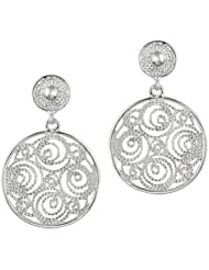 Sterling Silver Small Filigree Medallion Drop Post Earrings