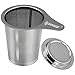 IPOW Brew-in-mug Teapot Extra Fine Mesh Tea Strainer Infuser Steeper with Lid and Handle for Loose Leaf Grain Tea Cups, Mugs, and Pots