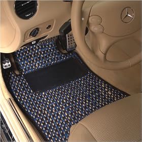 Aston Martin DB9 Coupe Coco Blue/Black/Tan 2 Pc Front Floor Mat Set 2005 - 2009