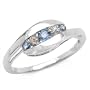 0.25 Carat Genuine Blue Sapphire & White Topaz Silver Ring