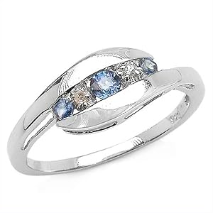 Buy 0.25 Carat Genuine Blue Sapphire and White Topaz Silver Ring by JewelzDirect