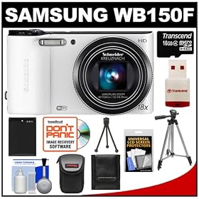 Samsung WB150F Smart Wi-Fi Digital Camera (White) with 16GB Card + Battery + Case + (2)... by Samsung