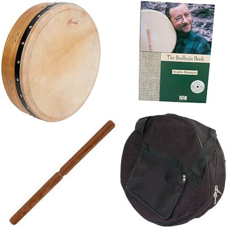 Roosebeck Tunable Mulberry Bodhrán Single-Bar 14-by-3.5-Inch Deluxe Package w/Gig Bag, Tipper &amp; Bodhran Instruction Book &amp; CD