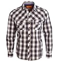 Soul Cal Long Sleeve Nicholson Check Shirt - Grey - Mens