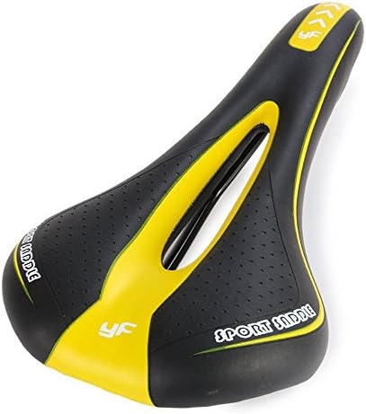 Kingsbot Bike Saddle,   Professional  Mountain Bike Seat  Road MTB Gel Comfort Bicycle Seat Cycling Seat (Black/Yellow)