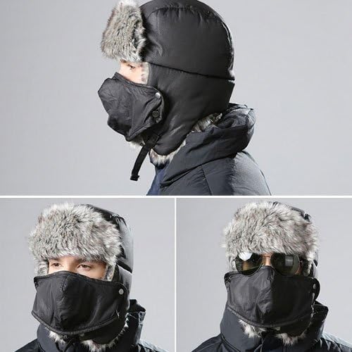 Keeneya® Hunter Trooper Winter Soft Thicken Earmuff Ski Cap with a Fase Mask Full Cover Cap for Camping, Skiing, Snowboarding