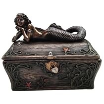 Mermaid Treasure Chest - Bronze Patinaed Mermaid Jewelry Treasure Box Mermaid Treasure Chest - Bronze Patinaed Mermaid Jewelry Treasure Box
