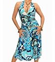 Blue Banana Blue Vibrant Patterned Halter Neck Dress Size 10