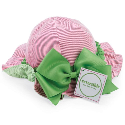 Baby Girls Sun Hat Reversable Pink and Green