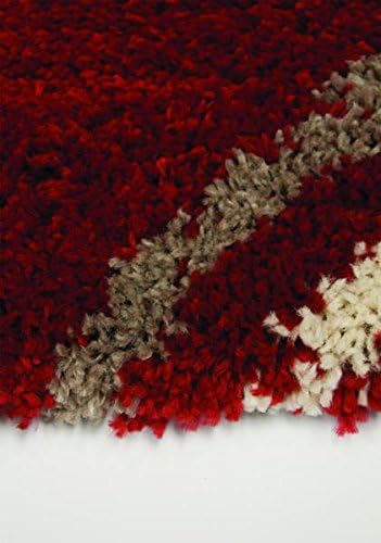 Maroq Red/Brown Diagonal Stripes Soft Touch Rug - 5 foot 3 inch x 7 foot 7 inch