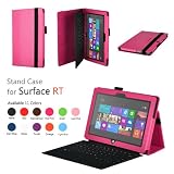 Elsse (TM) Premium Folio Case with Stand for Microsoft Surface Windows 8 RT (Does not fit Windows 8 Pro Version) - White (Surface RT, Hot Pink)