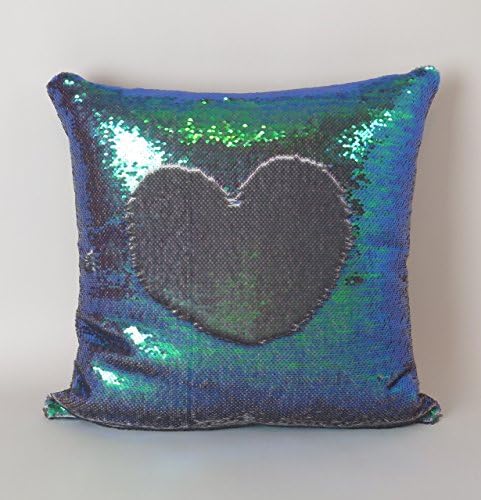 Mermaid Pillow Cover - Iridescent Reversible Sequin Decorative Throw Pillow Cover for an 18x18" cushion/pillow, color changing, write/draw on it, Made in The USA (blue/silver/purple/green)