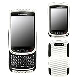 White Black 2 in 1 Hybrid Rubber Plastic Skin Case Cover for Blackberry Tor ....