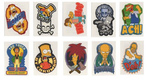 Childrens Toyshop  Toys : Simpsons Temporary Tattoos - Set of 10 Vending Machine Tattoo Set