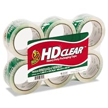 Duck Brand HD Clear High Performance Packaging Tape, 1.88 Inch x 54.6 Yard, 6 Rolls (441962)