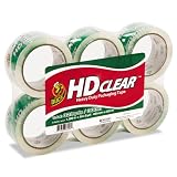 Duck Brand HD  Packaging Tape, 1.88 inch x 54.6 Yard, Crystal Clear, 6 Rolls (CS-55-6pk)