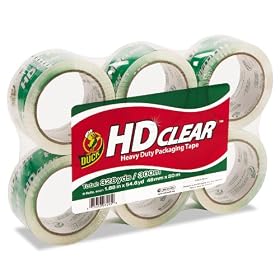 Duck Brand HD  Packaging Tape, 1.88 inch x 54.6 Yard, Crystal Clear, 6 Rolls (CS-55-6pk)