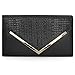 BMC Womens PU Leather Alligator Skin Pattern Glitter Metal Accent Flap Clutch