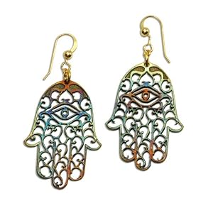 Small Hamsa Iridescent Earrings