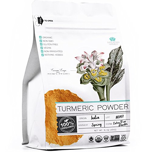 Organic Turmeric Root Powder by Superfood Harvest® - 1 Pound - 100% USDA Organic, Certified Non GMO, Grade AAA Highest Quality, Fine Ground