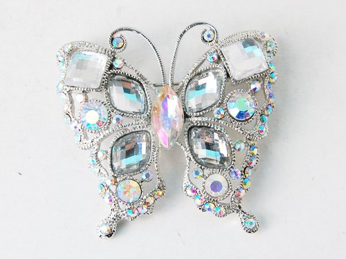 Geometric Shape Stylish Clear Crystal Rhinestone Butterfly Costume Pin Brooch