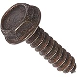 18-8 Stainless Steel Sheet Metal Screw, Black Oxide Finish, Hex Washer Head, Hex Drive, Type AB, #10-16 Thread Size, 3/4" Length (Pack of 25)