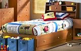 Product details for Contemporary Twin Size Mate's Bed with Bookcase Headboard in Toffee Finish By SouthShore Furniture