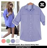 &C LosAngels Boxy Colorful Rollup Shirtセレブスタイル☆オルセンみたいに☆ロールアップシャツ【予k-ads】