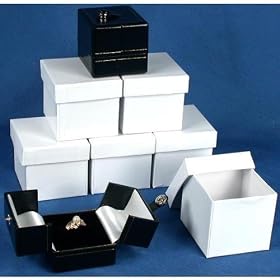 6 Large Black & White Ring Gift Boxes Snap Lid Displays