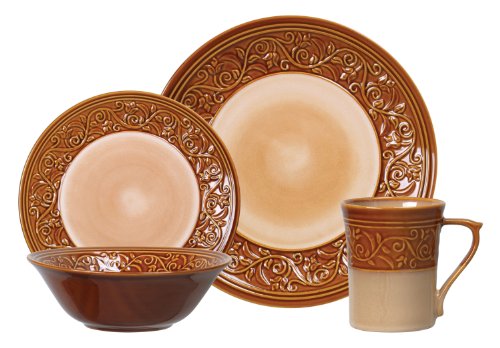Gibson Villa Adriana 16-Piece Reactive Stoneware Dinnerware Set, Brown On Sale