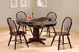 5pc Cappuccino Finish Oval Dining Room Table Windsor Chairs Set