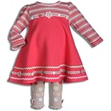 IMAGE OF Letop Cute as a Button Thermal Weave Dress and Footless Tight Set, Pomegranate, 6 Months